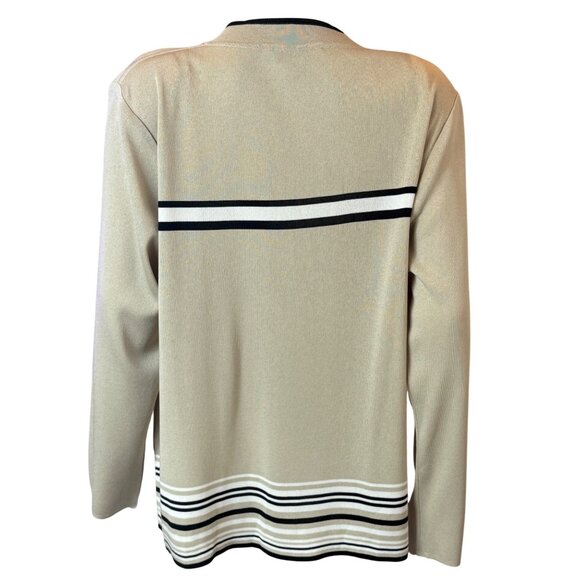 Exclusively Misook Cardigan Womens XL Beige Acrylic Long Sleeve Button Accent - Picture 2 of 5